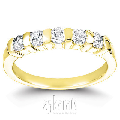 Bar Set Round Cut Diamond Anniversary Ring (1/2 ct. tw.) thumbnail 3