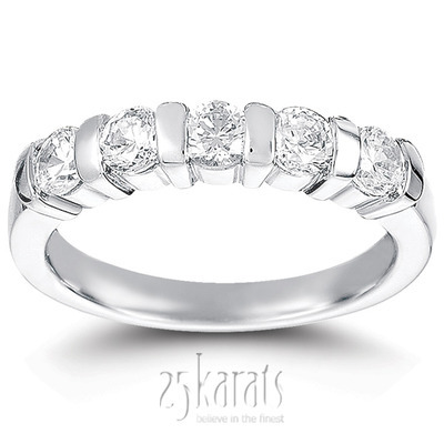 Bar Set Round Cut Diamond Anniversary Ring (3/4 ct. tw.) thumbnail 1