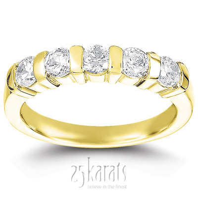 Bar Set Round Cut Diamond Anniversary Ring (3/4 ct. tw.) thumbnail 3