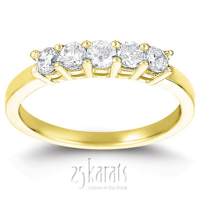 5 Stone Classic Basket shared Prong Diamond Anniversary Ring (0.35 ct. tw) thumbnail 2