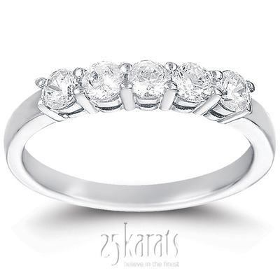 5 Stone Classic Basket shared Prong Diamond Anniversary Ring(0.50 ct. tw.)