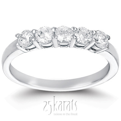 5 Stone Classic Basket shared Prong Diamond Anniversary Ring(0.50 ct. tw.) thumbnail 1