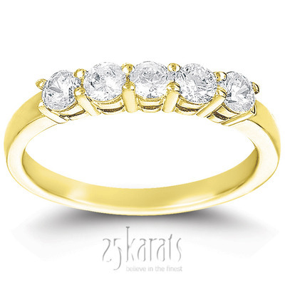 5 Stone Classic Basket shared Prong Diamond Anniversary Ring(0.50 ct. tw.) thumbnail 2
