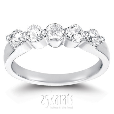 5 Stone Contemporary Single Prong Shared Diamond Anniversary Ring (0.50 ct. tw) thumbnail 1