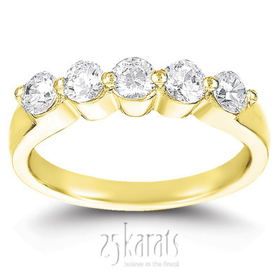 5 Stone Contemporary Single Prong Shared Diamond Anniversary Ring (0.50 ct. tw) thumbnail 2