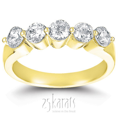 5 Stone Contemporary Single Prong Shared Diamond Anniversary Ring (0.75 ct. tw) thumbnail 2