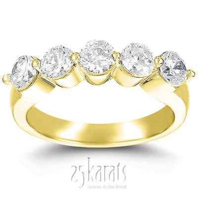 5 Stone Contemporary Single Prong Shared Diamond Anniversary Ring (2.50 ct. tw) thumbnail 2