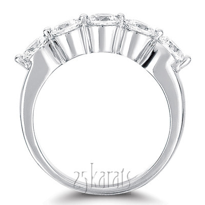 5 Stone Contemporary Single Prong Shared Diamond Anniversary Ring (2.50 ct. tw) thumbnail 3