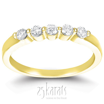5 Stone Contemporary Single Prong Shared Diamond Anniversary Ring (0.25 ct. tw) thumbnail 2