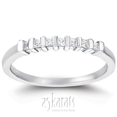 7 Stone Contemporary Bar Set Princess Cut Diamond Band (0.18 ct. t.w) - view 1