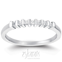 7 Stone Contemporary Bar Set Princess Cut Diamond Band (0.18 ct. t.w)