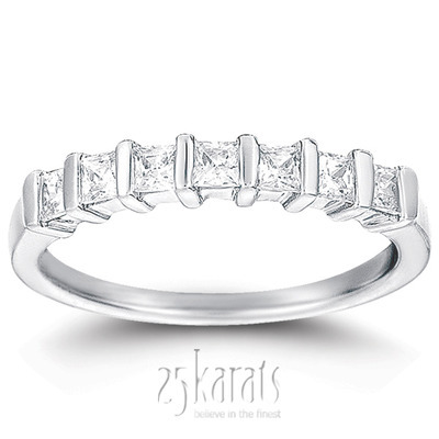 7 Stone Contemporary Bar Set Princess Cut Diamond Band (0.56 ct. t.w) thumbnail 1