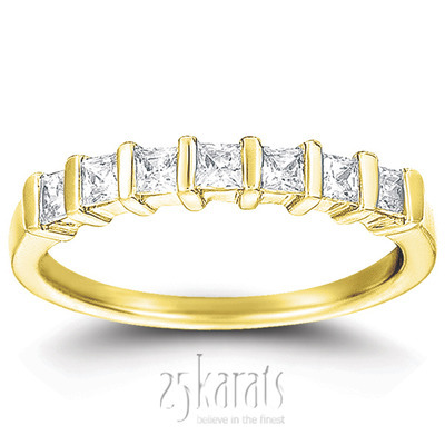 7 Stone Contemporary Bar Set Princess Cut Diamond Band (0.56 ct. t.w) thumbnail 2
