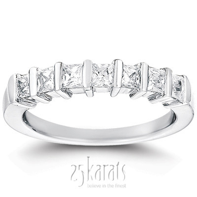 7 Stone Contemporary Bar Set Princess Cut Diamond Band (0.77 ct. t.w) thumbnail 1