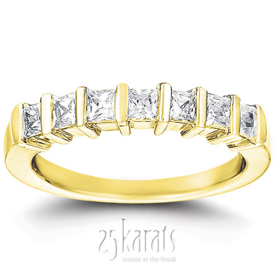 7 Stone Contemporary Bar Set Princess Cut Diamond Band (0.77 ct. t.w) - view 2