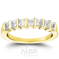 7 Stone Contemporary Bar Set Princess Cut Diamond Band (0.77 ct. t.w) thumbnail 2