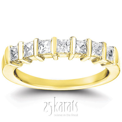 7 Stone Contemporary Bar Set Princess Cut Diamond Band (0.77 ct. t.w) thumbnail 2