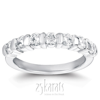 7 Stone Classic Low Set Princess Cut Diamond Anniversary Ring (0.77 ct. t.w) - view 1