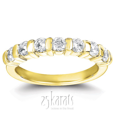 7 Stone Classic Low Set Princess Cut Diamond Anniversary Ring (0.77 ct. t.w) - view 2