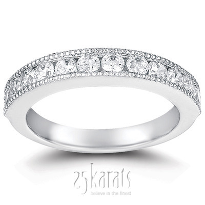 Channel Set Milgrain Diamond Wedding Band (0.72 ct.)