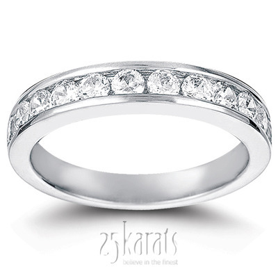 0.99 ct. Channel Set 11 Round Cut Diamond Wedding Band thumbnail 1