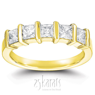 5 Stone Contemporary Bar Set Princess Cut Women Diamond  Ring (1 1/3 ct. tw.) thumbnail 2