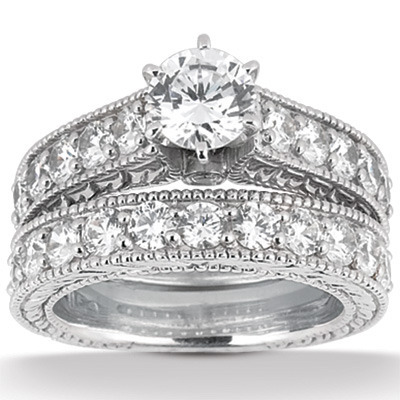 Prong Set Milgrain Edge Antique Diamond Bridal Ring (1.10 ct. tw.) thumbnail 3