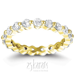 Single Shared Prong Round Cut Diamond Eternity Wedding Band (1.26 ct. tw.) thumbnail 2