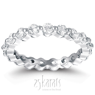 Single Shared Prong Round Cut Diamond Eternity Wedding Band (1.33 ct. tw.) - view 1