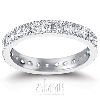 Channel Set With Milgrain Edge Diamond Eternity Wedding Band (0.75 ct ...