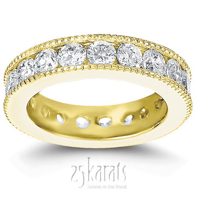 2.85 ct. Channel Set with Milgrain Edge Diamond Eternity Wedding Band thumbnail 2