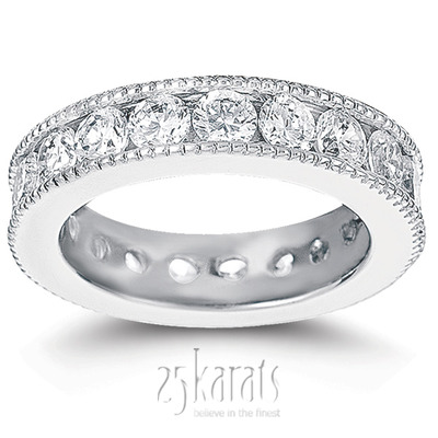 3.15 ct. Channel Set with Milgrain Edge Diamond Eternity Wedding Band - view 1