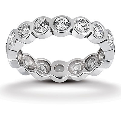 0.95 ct. Round Cut Bezel Set Diamond Eternity Wedding Band thumbnail 1