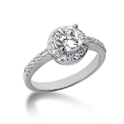 Halo Four Prong Center  Diamond Engagement Ring (0.34 ct.tw.)