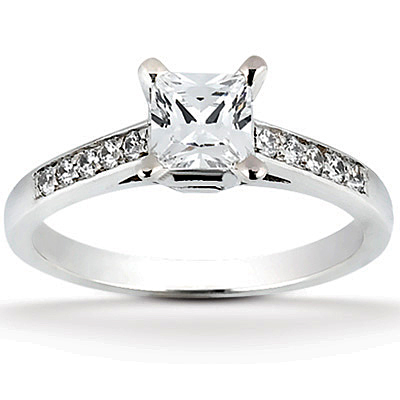 Classic Pave Set Cathedral Princess Center Diamond Engagement Ring