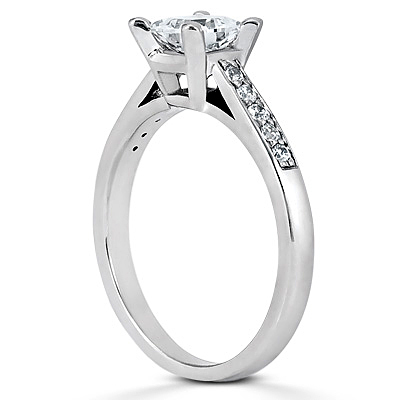 Classic Pave Set Cathedral Princess Center Diamond Engagement Ring thumbnail 3