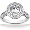 Halo Style Pave Set Bezel Center Diamond Engagement Ring (1.09 ct. tw.)