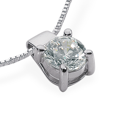 Solitaire Four Prong Diamond Pendant (0.30ct) - view 1
