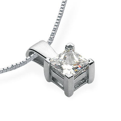 Solitaire Four Prong V Tip Princess Diamond Pendant (0.50 ct. Not Included) - view 1
