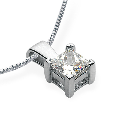 Solitaire Four Prong V Tip Princess Diamond Pendant (0.50 ct. Not Included)