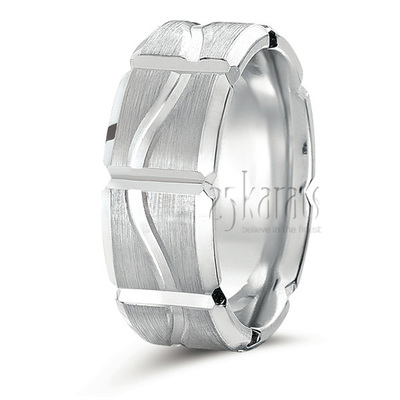 Carved Design Wedding Band - view 1 of 2