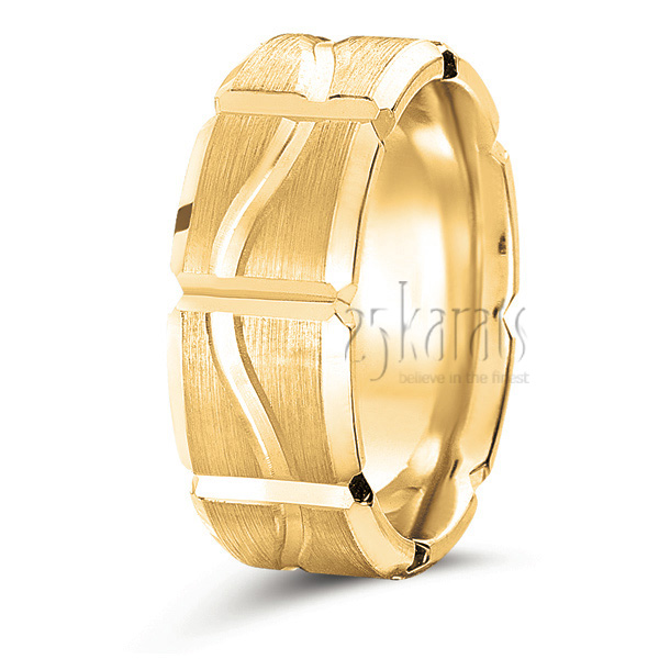 Carved Design Wedding Band - view 2