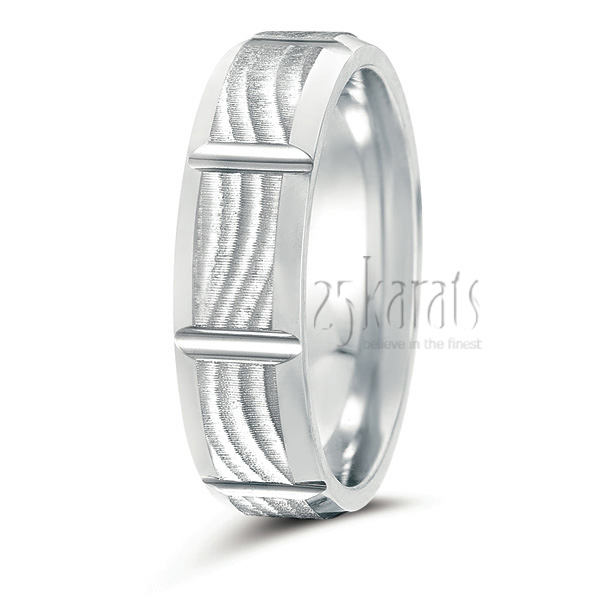 Wave Motif Wedding Ring - view 2