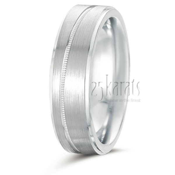 Diagonal Milgrain Designer Wedding Band - view 2