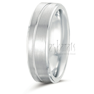 Diagonal Milgrain Designer Wedding Band - view 2 thumbnail