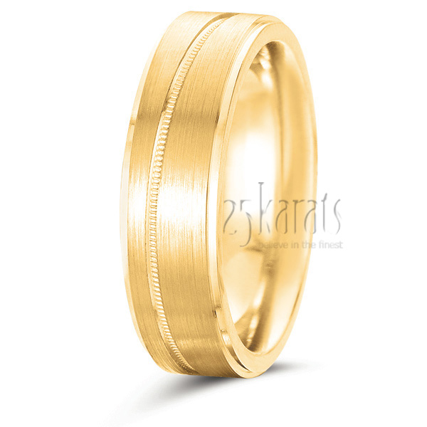 Diagonal Milgrain Designer Wedding Band - main view