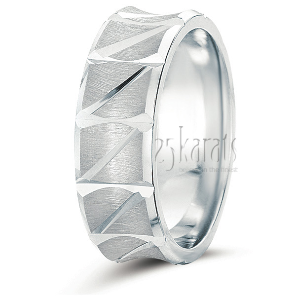 Exclusive Fancy Carved Wedding Band - main view