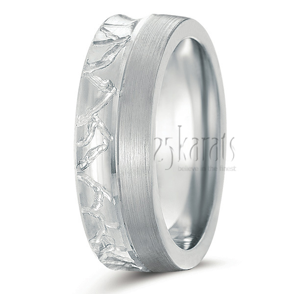Modern Diamond Carved Wedding Ring - main view