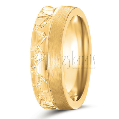 Modern Diamond Carved Wedding Ring - view 2 thumbnail