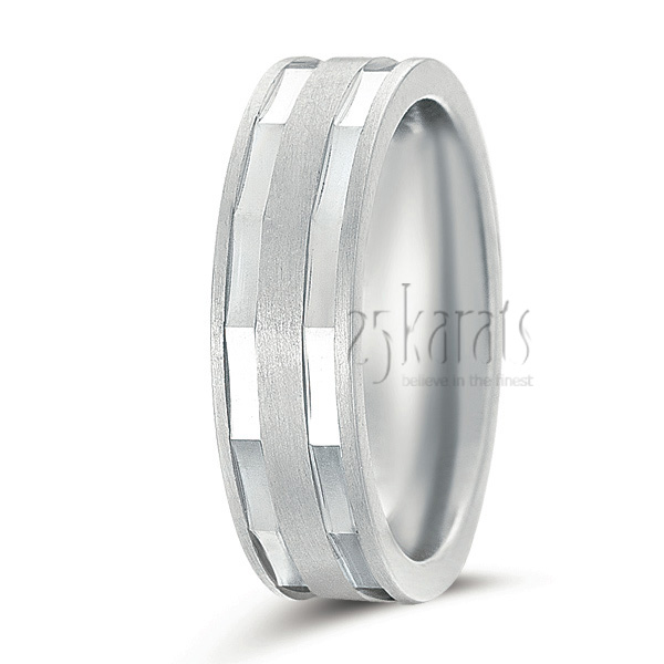 Angled Cut Wedding Band - view 2